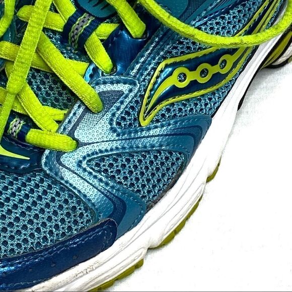 Saucony Oasis 2 grid turquoise and neon yellow running shoes size 7.5 - Picture 3 of 16